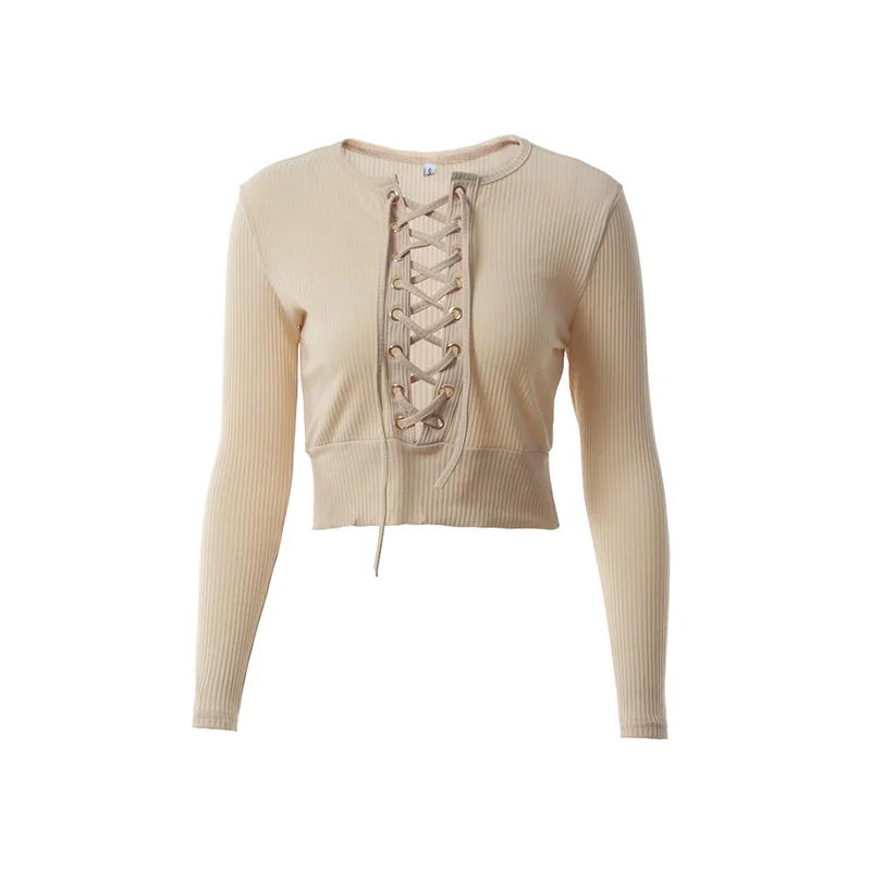 Autumn Long Sleeve Solid Sexy Women's Baggy Deep V-neck Short Tops Chunky Knitted Sweater Jumper Women Blouse TP0012 | Женская