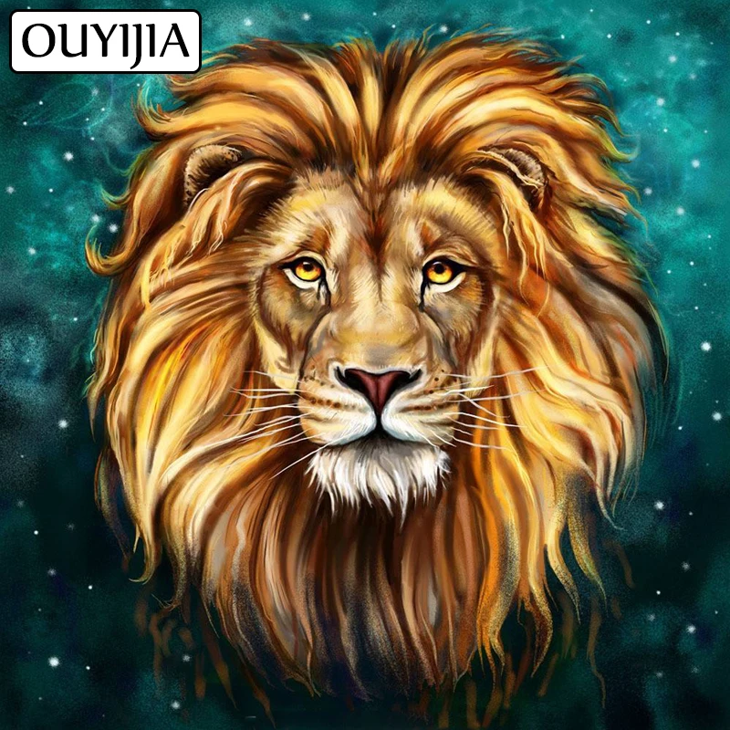 

Алмазная 5D Вышивка OUYIJIA с изображением Льва, полноразмерная мозаика для домашнего декора, стразы, вышивка крестиком