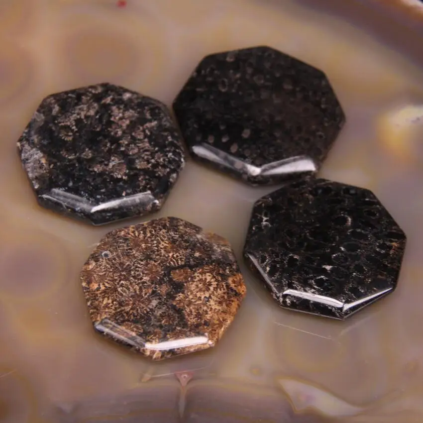 Новинка! 5 шт. ограненная восьмиугольная плита Подвески черный коралловый нефрит
