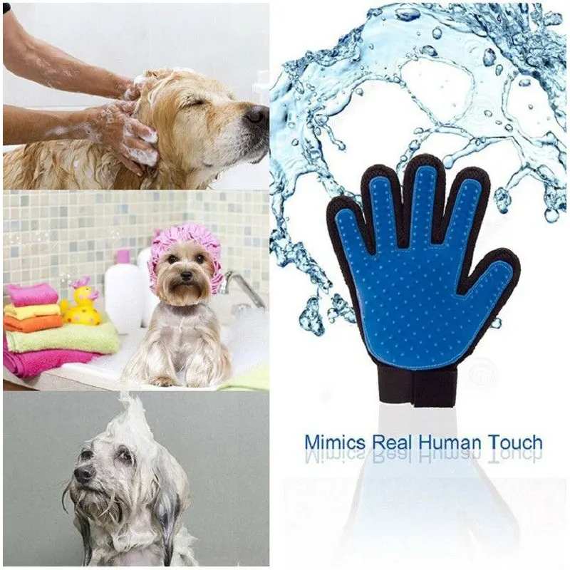 

Pet Grooming Glove Brush Dog Cat Groom Hair Remover Bath Comb Desheding Cleaning Tool