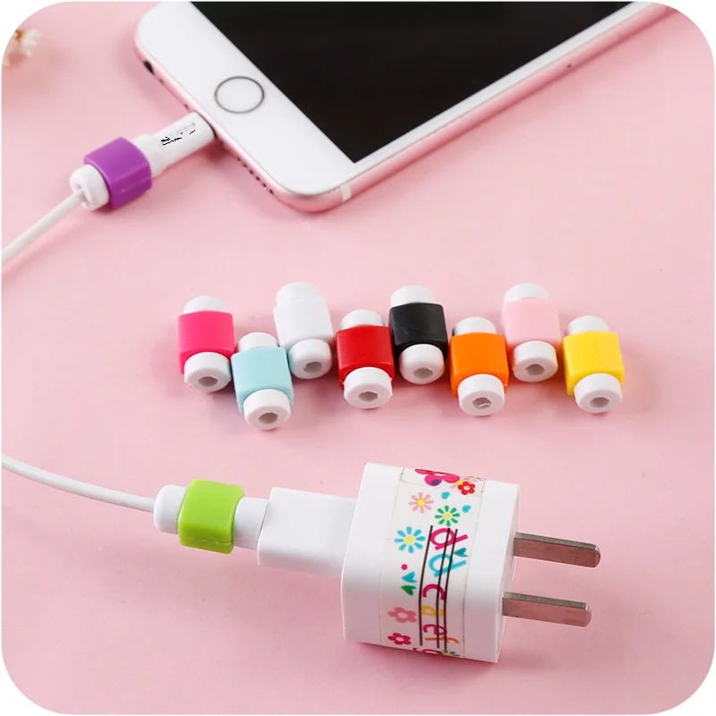 Цветной защитный USB кабель для зарядки 100 шт./лот чехол наушников Apple iPhone 4 5 5s 6 6s 7 8