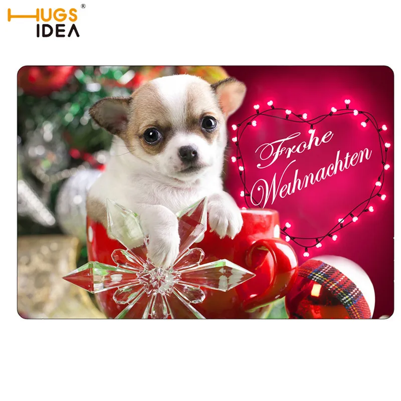 

HUGSIDEA Animal Dog Cat Pattern High Quality Rugs Merry Christmas Style Carpets Nordic Home Decor Carpet Washable Pads Lid Tapis