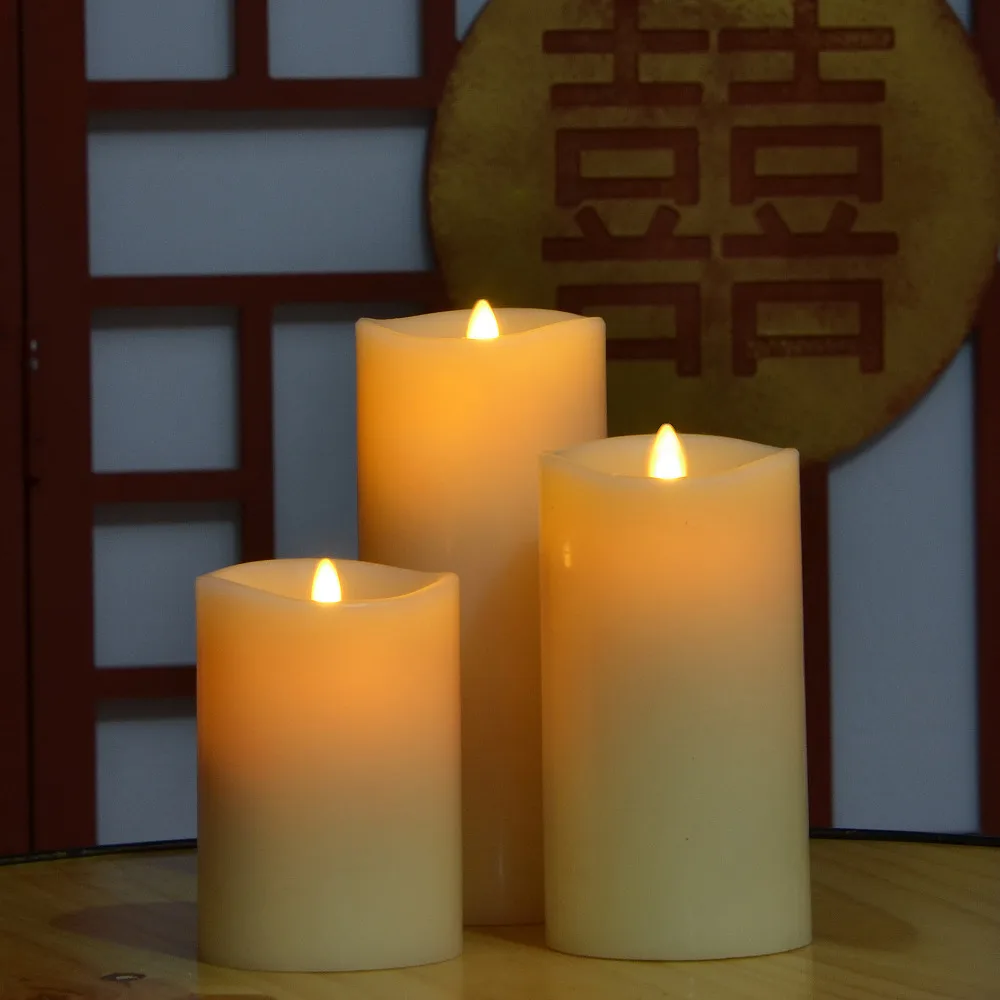 3 шт. движущийся фитиль цвета светодио дный слоновой кости светодиодные свечи