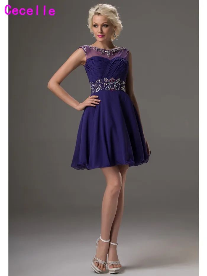 Реальные изображения Короткие бальные платья 2019 фиолетовый трапециевидной