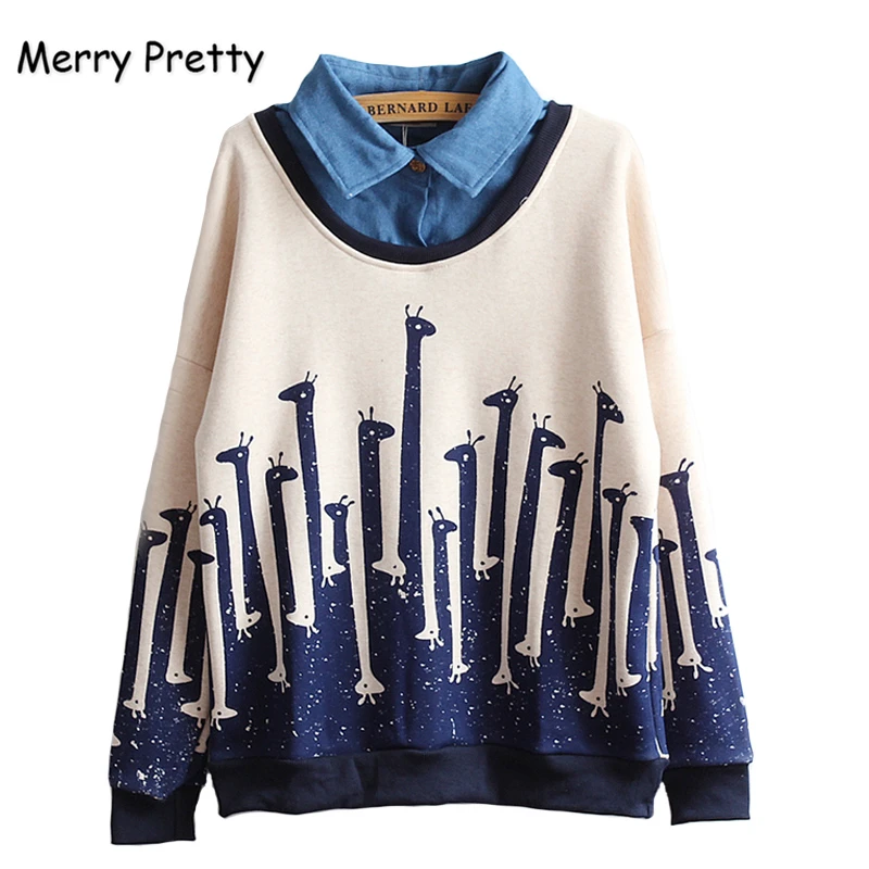 MERRY PRETTY женские толстовки с принтом из мультфильма 2018 осенний пуловер длинным