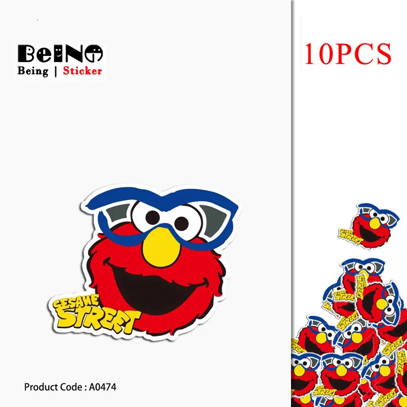 10 шт. Улица Сезам Элмо стикер с рисунком из мультфильма аниме водонепроницаемый
