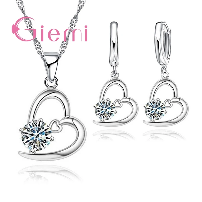 Новые Ювелирные наборы из стерлингового серебра 925 пробы в виде сердца