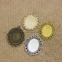 20pcslot antique silver color filigree cameo cabochon base setting pendant tray 3040mm fit 1825mm dia jewelry blanks