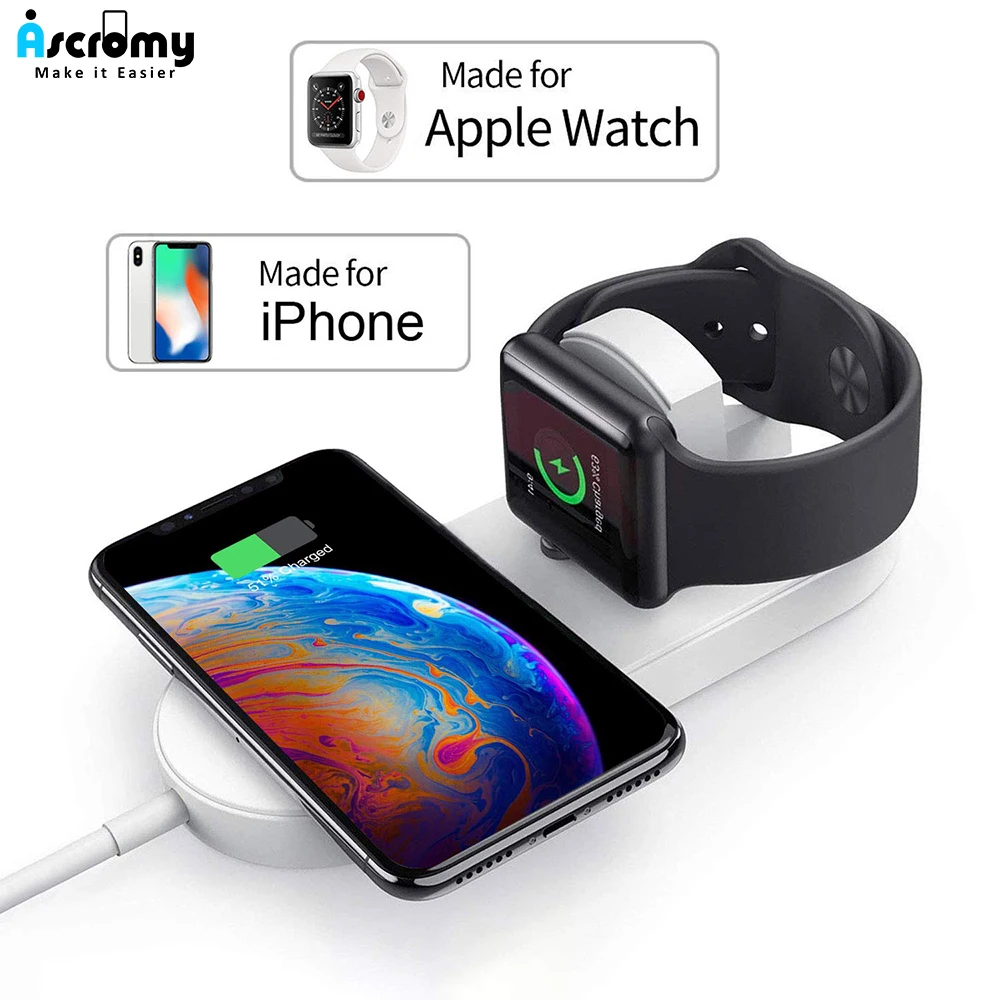 Беспроводное зарядное устройство 2 в 1 держатель для телефона 10 Вт APPle Watch Series 5 4 3