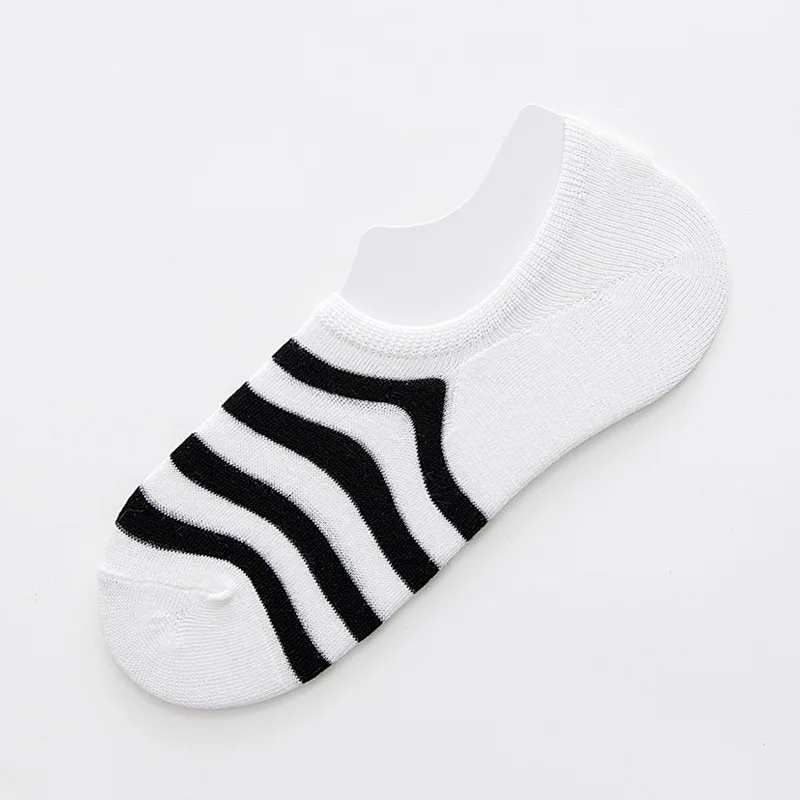 2017 черные белые полосатые хлопковые мужские носки смешное искусство невидимое