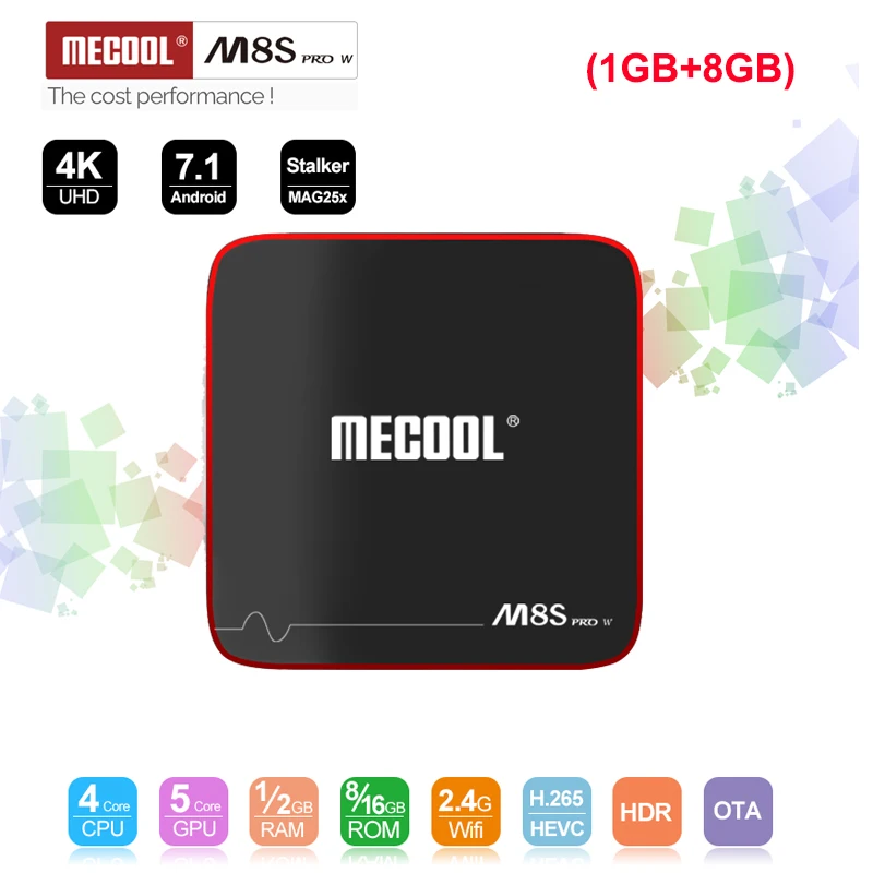 MECOOL M8S PRO W Android 7,1 ТВ приставка Amlogic S905W четырехъядерный Смарт ТВ приставка 1 ГБ ОЗУ 8 Гб ПЗУ 2,4G WiFi 100M LAN H.265 4K телеприставка