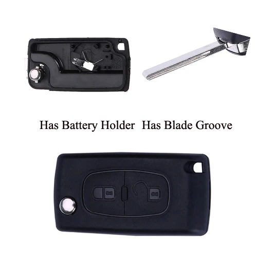 HU83 CE0536 Раскладной чехол с 2 кнопками для ключей от компании Rithyma для peugeot 207 307 308 Citroen C3 C4 berlingo 2011 с эмблемой - Количество кнопок: HU83 CE0536