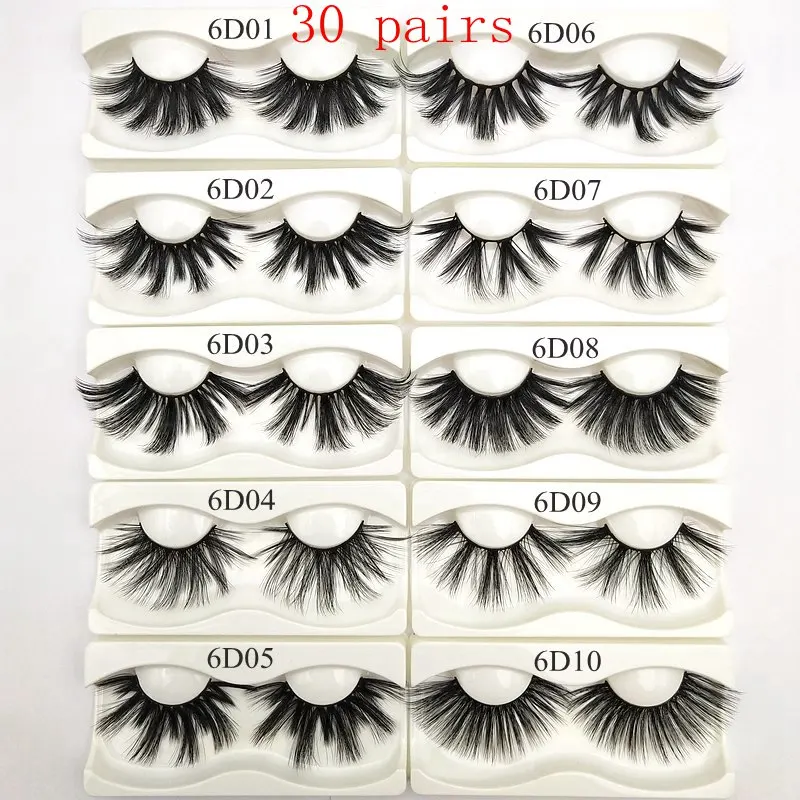 30 pairs Buzzme 6D стиль 25 мм 20 пар в упаковке искусственные норковые ресницы мягкая легкая ресницы шелковые ресницы - Цвет: 30 pairs