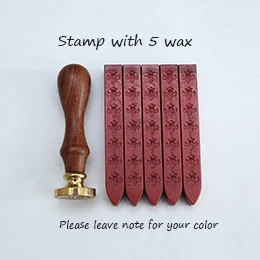 Декоративная печать для воска Fleur de Lys, печать для конвертов, печать для воска, свадебная печать, винтажная печать на заказ, штампы ws138 - Цвет: stamp with 5 waxes