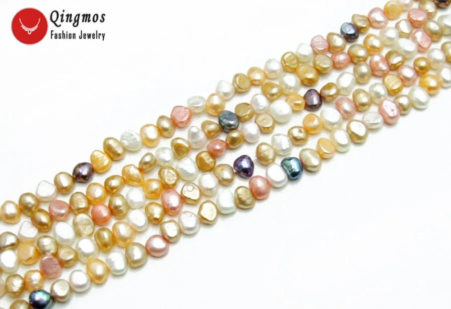 

Small 6-7mm multicolor Baroque Natural Freshwater Pearl Loose Beads Strand 14''-los737 Wholesale/retail Free shipping
