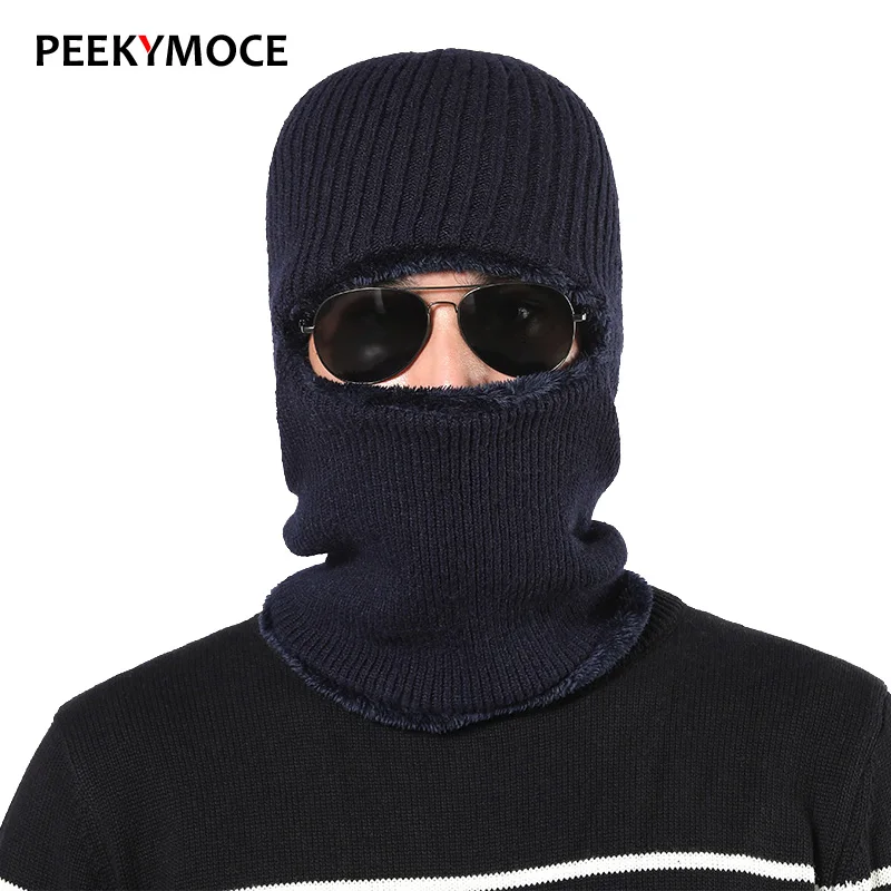 Новая Балаклава зимняя мужская шапка Skullies утолщенная Вязанная женская