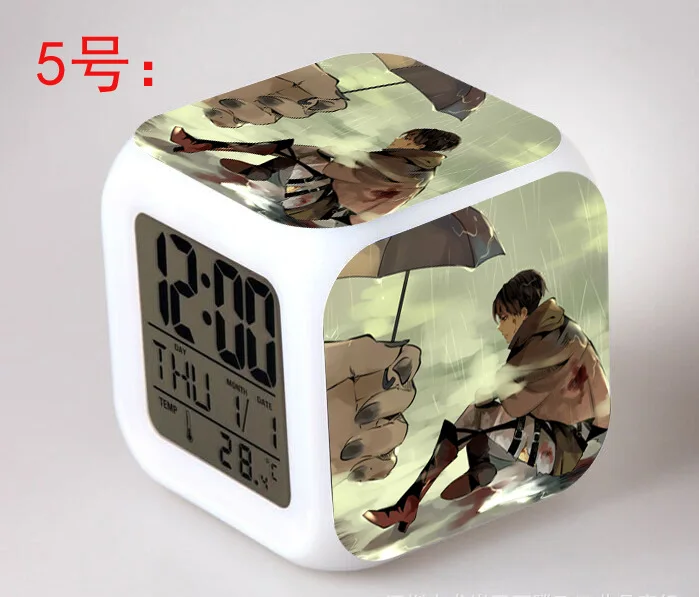 Японские Аниме атака на Титанов LED 7 цветов вспышка цифровой будильник часы дети
