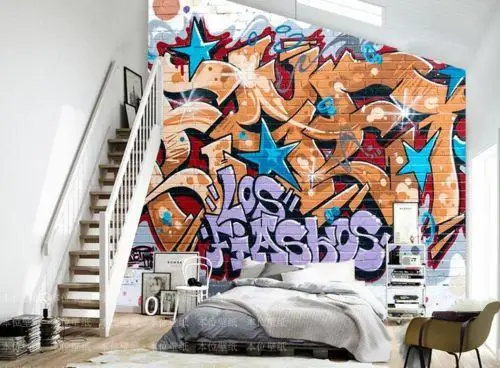 [Самоклеющиеся] 3D Граффити с крутым алфавитом 44 настенная бумага печать