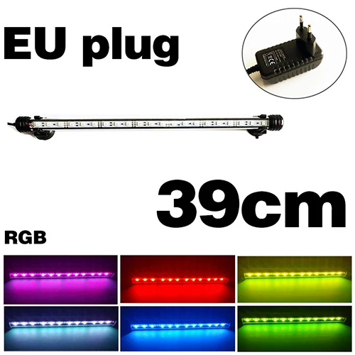 RGB 39cm Аквариумный светодиодный светильник, водонепроницаемый освещение для аквариума, подводный аквариумный светильник, аквариумные лампы, Декор, освещение 110 В/220 В, EU power - Цвет: RGB 39cm