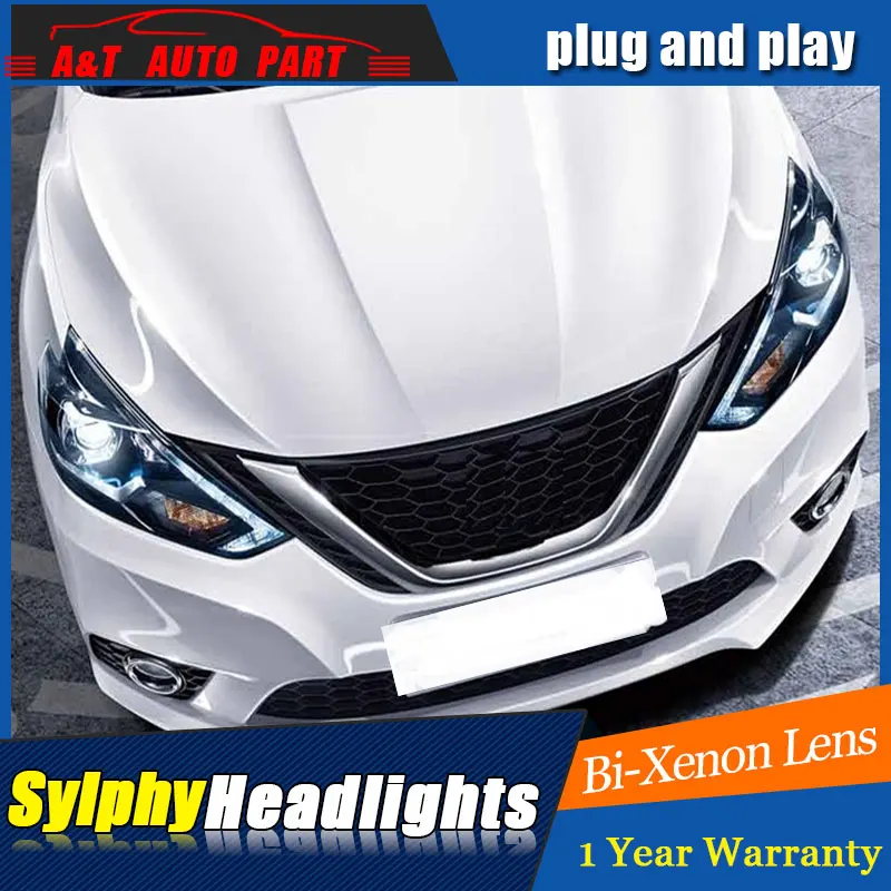 Стайлинг автомобиля светодиодный ная фара для Nissan Sylphy ные фары 2016-2018 Sentra drl H7 hid