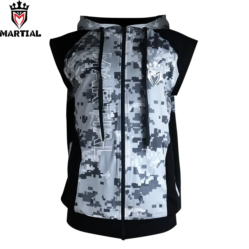 

Martial :New Arrival Fitness zipper MMA hoodies comfortable mma sweater crossfit sleeveness sweatshirts
