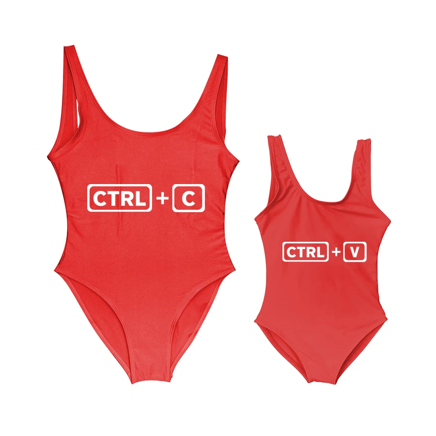 

Одинаковые купальники для мамы и дочки CTRL + C & CTRL + V для мамы и дочки, Цельный купальник бикини с принтом и открытой спиной, пляжная одежда
