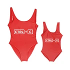 Одинаковые купальники для мамы и дочки CTRL + C  CTRL + V для мамы и дочки, Цельный купальник бикини с принтом и открытой спиной, пляжная одежда