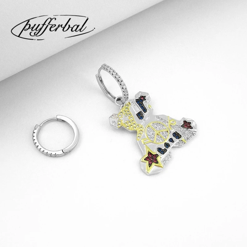 Корейская мода Изысканная Милая Мишка Тедди Асимметричные женские серьги дикие