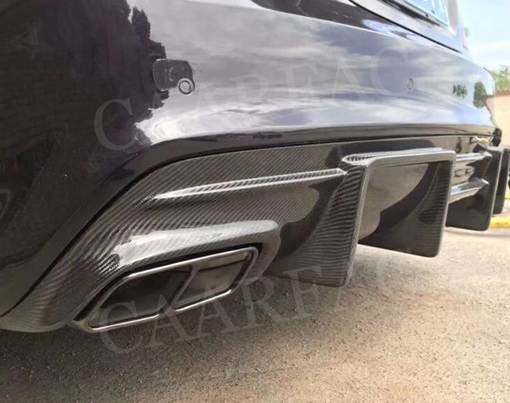 Углеродного волокна заднего бампера для Mercedes Benz CLA класс W117 CLA200 CLA250 CLA260 CLA45 2013- FRP с 4 Выход выхлопных газов