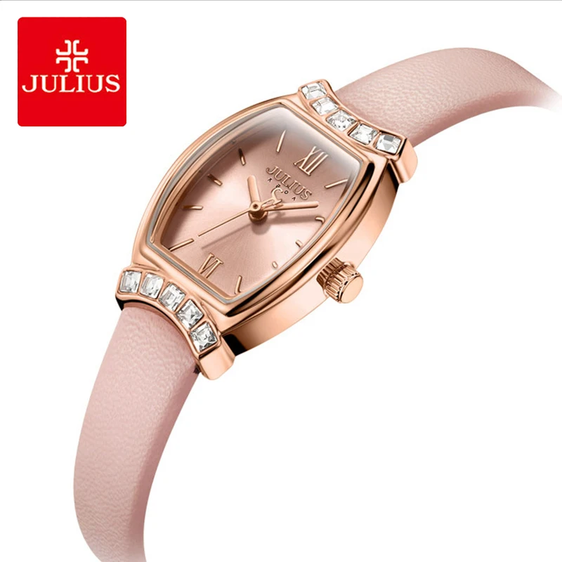 

Julius Retro Rectangle Dial Leather Woman Watch Casual Tonneau Waterproof Quartz Wristwatches Lady Dress Clock Reloj Mujer