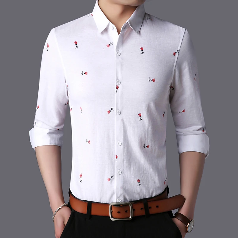 2018 осень Для мужчин рубашки Новые поступления Slim Fit Мужские с длинным рукавом