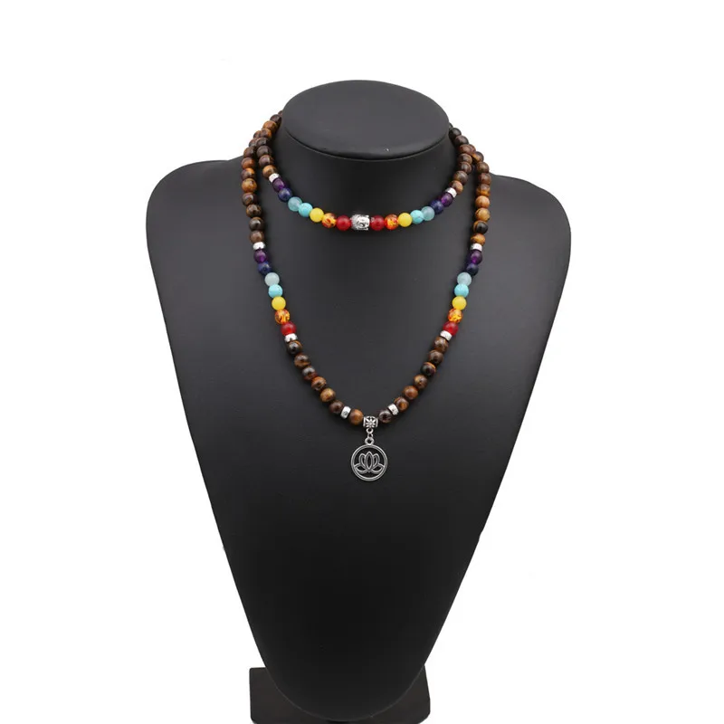 Европейская американская вулканическая нить ожерелье yoga lotus life tree натуральный