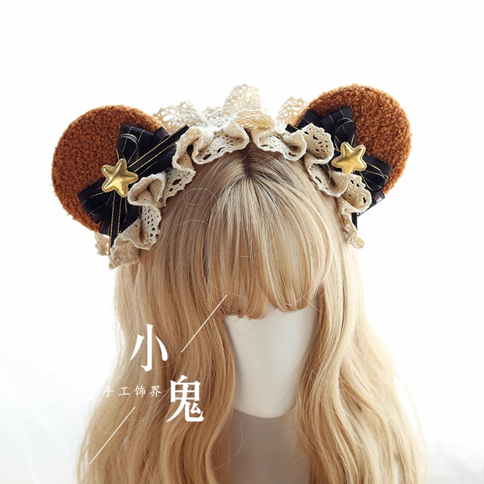 19 bear ear Медведи уха cos клубника мягкая сестра Японская девушка сердце заколка для связывания волос kc ручной работы волосы "Лолита" Группа 1 заказ = 1 шт - Цвет: 19 bear ear