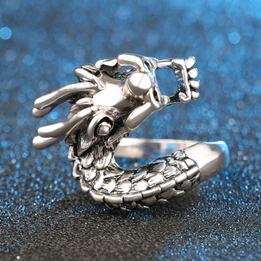 Мужское кольцо в стиле панк с изображением дракона|punk ring|punk ring menring men |