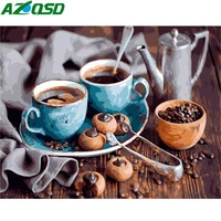 azqsd painting by numbers coffee cake diy modern home wall art picture kits acrylic handpainted oil painting for gift 40x50