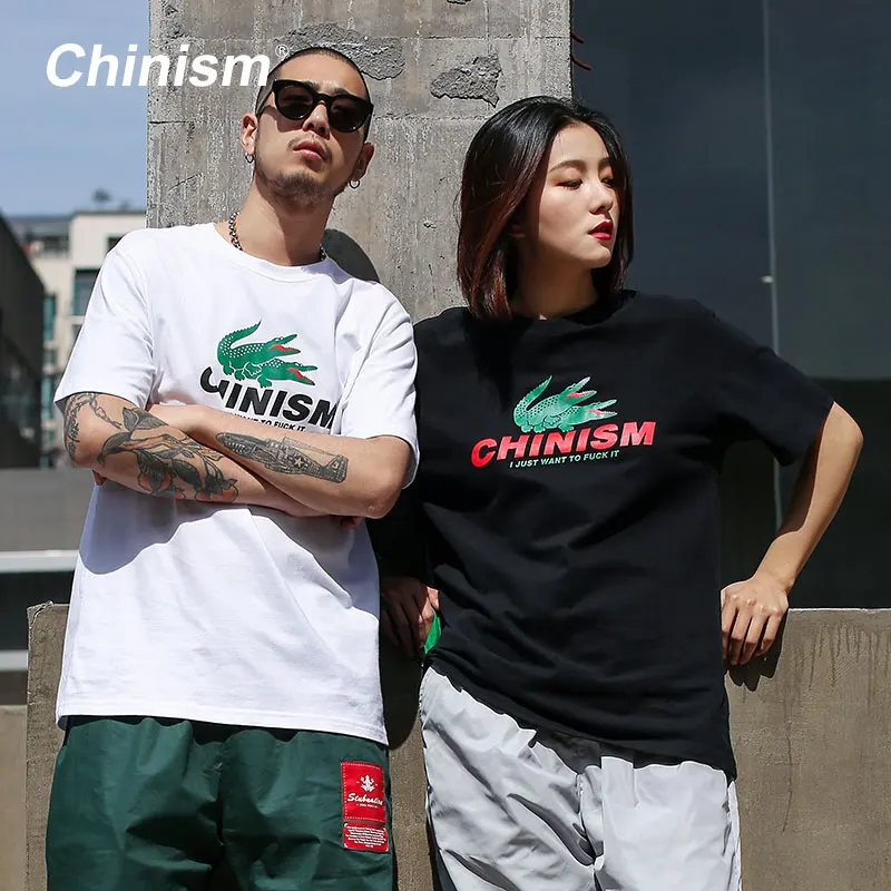 CHINISM 2018 летние любящее крокодиловый печатных прикольные футболки Стильные