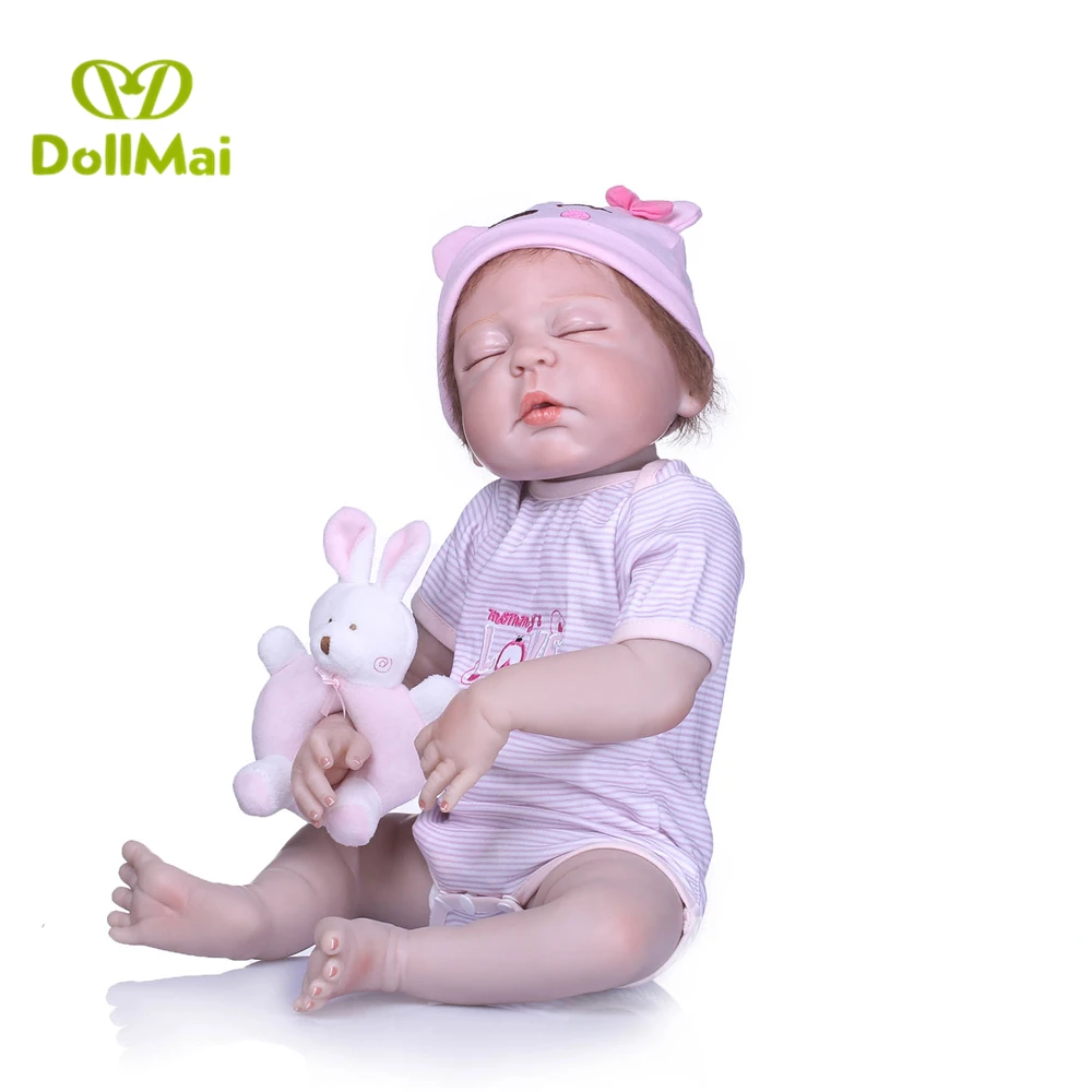 22 дюймов DOLLMAI полное Силиконовое боди Bebes Reborn Girl Кукла настоящая живая принцесса