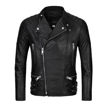 goat leather Новинка, классическая мужская куртка из натуральной кожи, модное мужское пальто из натуральной кожи, кожаная куртка для мотоциклистов - Цвет: goat leather