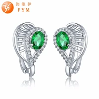 fym brand 7 colors sliver color earrings green crystal aaa cubic zircon micro paved hoop earrings for women luxury jewelry