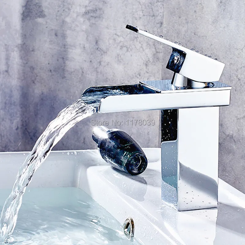 Смеситель водопад для ванной смеситель раковины горячей и холодной воды с одним