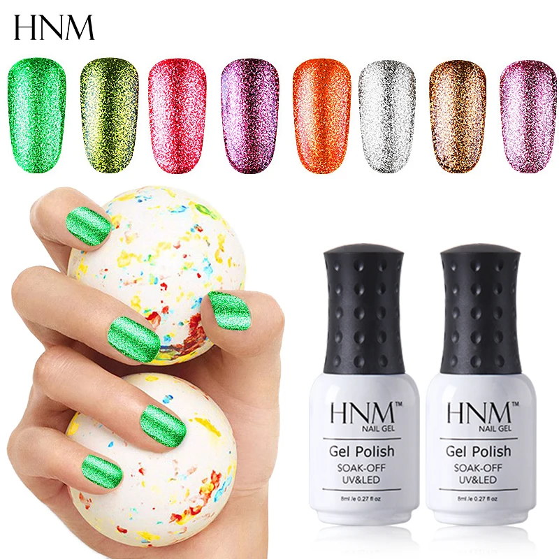 HNM Платиновый 8 мл Блестящий Светодиодный УФ-лак для ногтей Супер лак штамповка