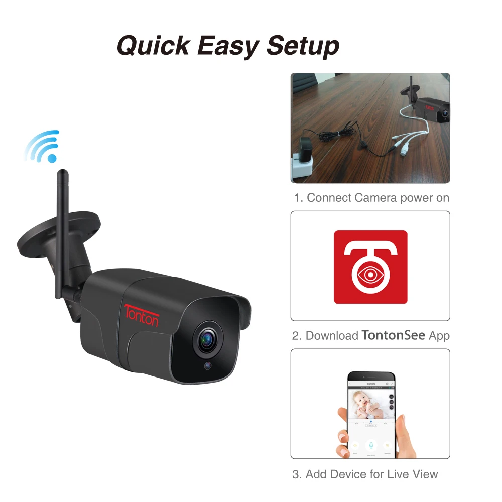 Tonton wifi уличная IP камера 1080P 720P Водонепроницаемая 2.0MP беспроводная безопасности