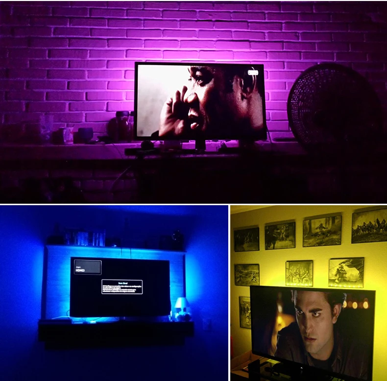 DC 5 В RGB Светодиодная лента USB ТВ фоновый светильник не водонепроницаемый светодиодный Диодная лента DIY PC tv подсветка с пультом 1 м 2 м 3 м