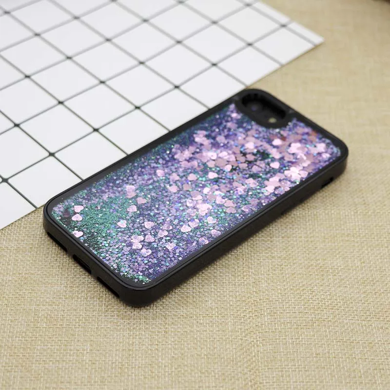 Для iPhone 7 6 S плюс Plus задняя крышка блеск динамический жидкости в форме сердца