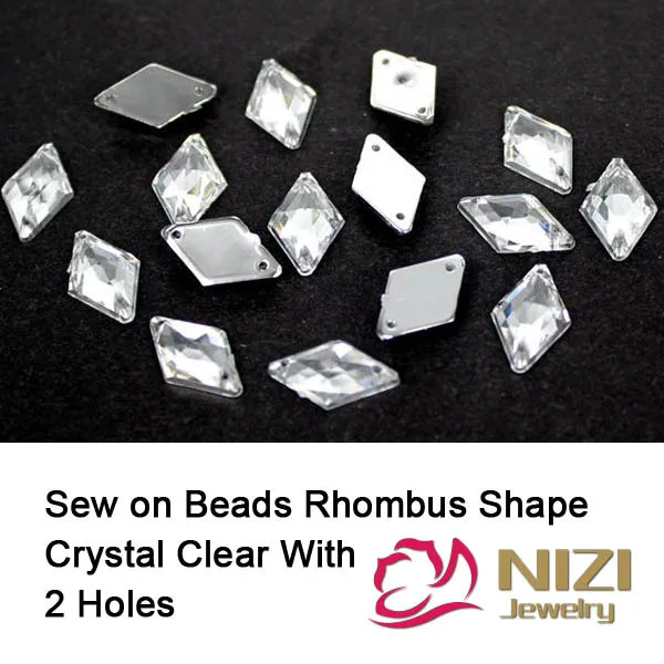 Кристально чистые бусины 9x15 мм с плоской задней поверхностью ромбик акриловые