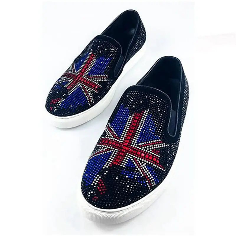 Мужские дизайнерские туфли с заклепками изображением флага США повседневные