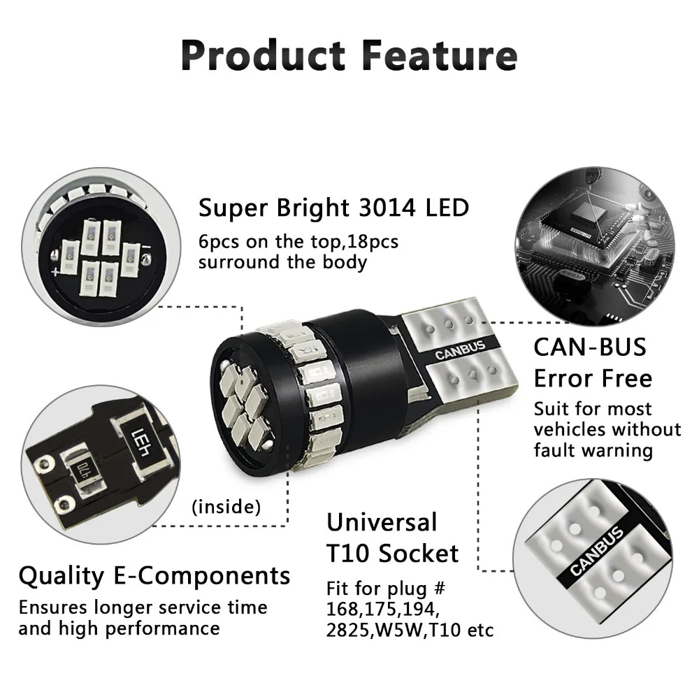 10 шт. T10 LED W5W светодиодные лампы Canbus 168 194 салона автомобиля для VW Golf 4 5 6 7 GTI Passat B5 B6 B7