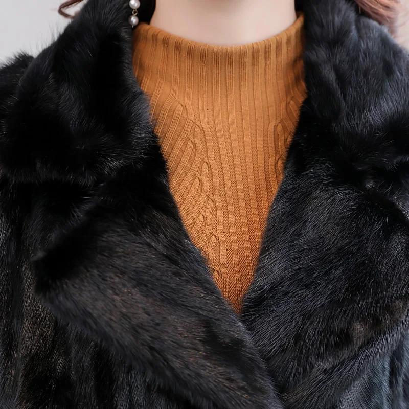 AYUNSUE натуральные норковые пальто Женское из натурального меха женская черная