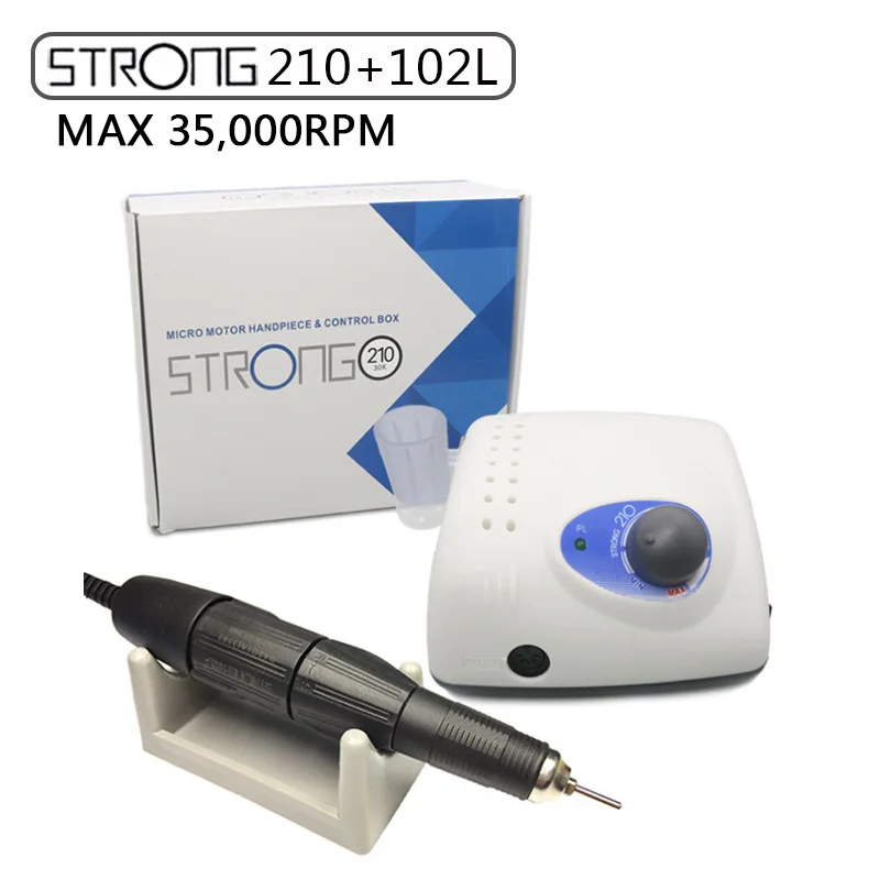 Электрическая дрель для ногтей Strong 35000 102L 65 Вт 210 об./мин.|file bits|electric nail drill machinenail