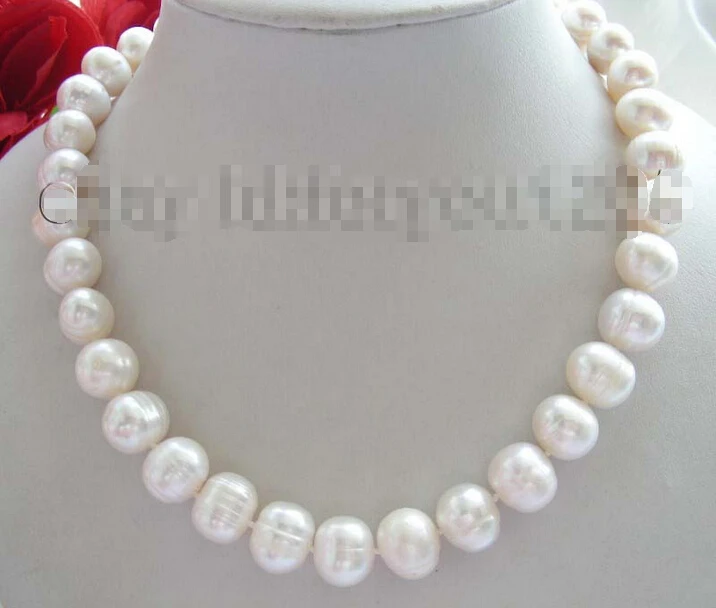 Бесплатная доставка 17 &quotПодлинная Природный 14 мм Белый Жемчуг Ожерелье К! и а. **